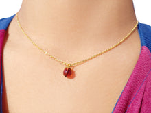 Cognac amber and gold necklace handmade by Marie France Design