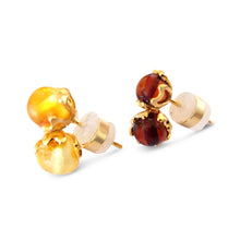 Boucles d'oreilles en ambre floral de Medsea et or par Marie France Design
