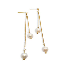 Boucles d'oreilles artisanales en perles naturelles et or Perle des neiges de Marie France Design