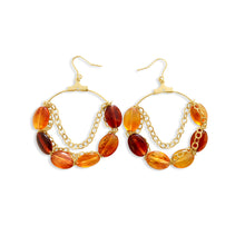 Boucles d'oreilles créoles en ambre Simili plaqué or 18K par Marie France Design